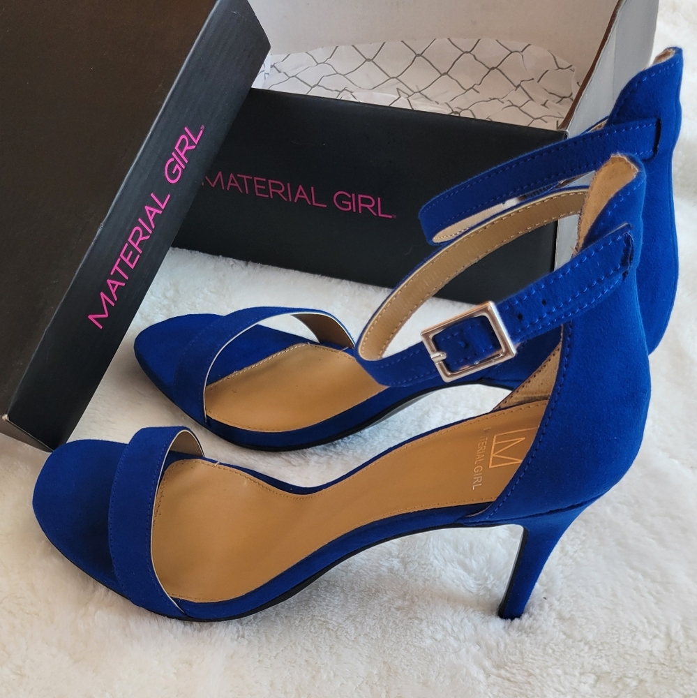 Material Girl Cobalt Blue Ankle Strap Heels size 9.5